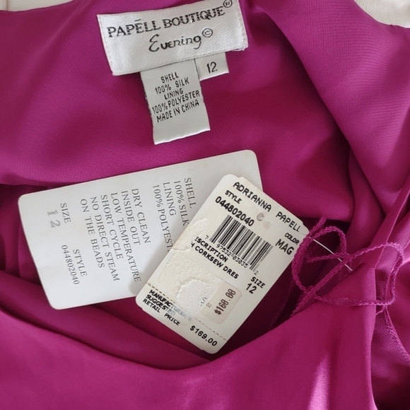Papell Evening Silk Dress 12 Rose Midi New With Tags - Picture 5 of 5